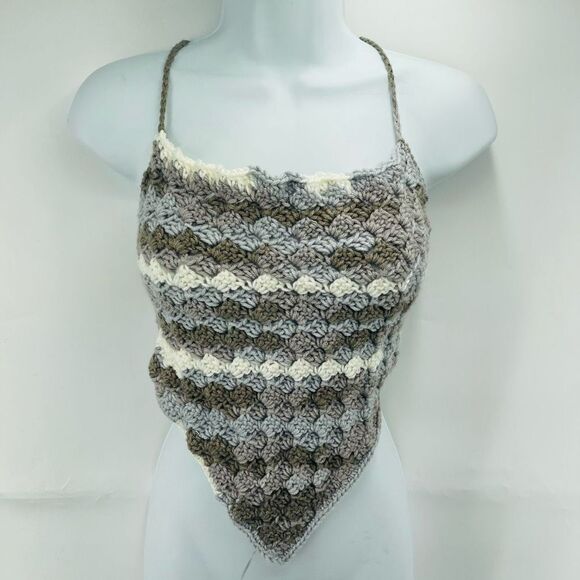 Napper Veronica Women's Handmade Crochet Crop Top Medium Large Earth Tone NEW - Picture 2 of 16